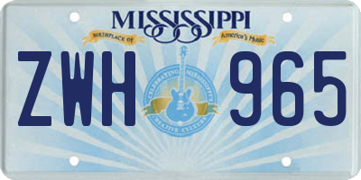 MS license plate ZWH965