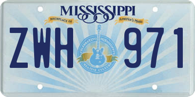 MS license plate ZWH971