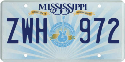 MS license plate ZWH972