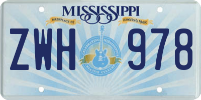 MS license plate ZWH978