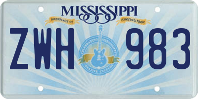 MS license plate ZWH983