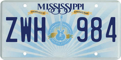 MS license plate ZWH984