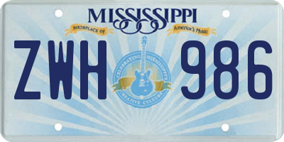 MS license plate ZWH986
