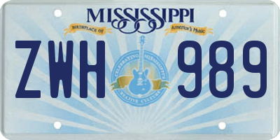 MS license plate ZWH989