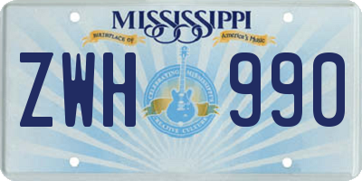 MS license plate ZWH990