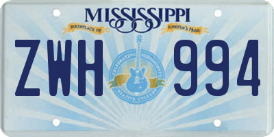 MS license plate ZWH994