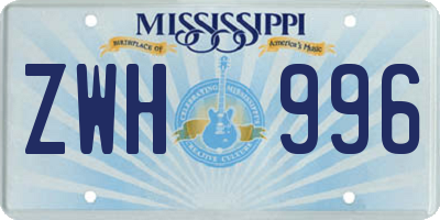 MS license plate ZWH996