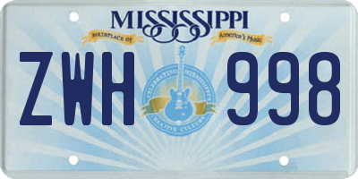 MS license plate ZWH998