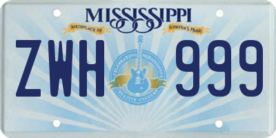 MS license plate ZWH999