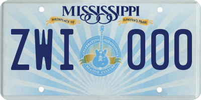 MS license plate ZWI000