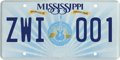 MS license plate ZWI001