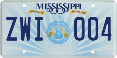 MS license plate ZWI004