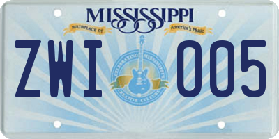 MS license plate ZWI005