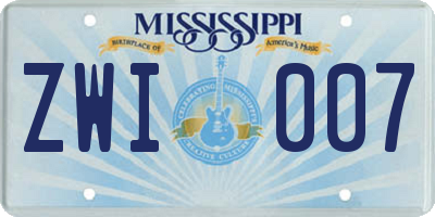 MS license plate ZWI007