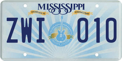 MS license plate ZWI010