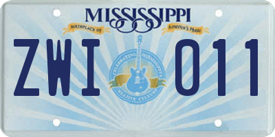 MS license plate ZWI011