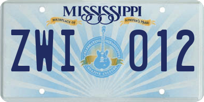 MS license plate ZWI012