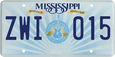 MS license plate ZWI015