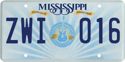 MS license plate ZWI016