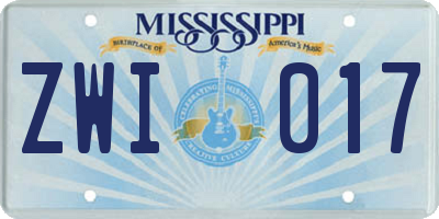 MS license plate ZWI017