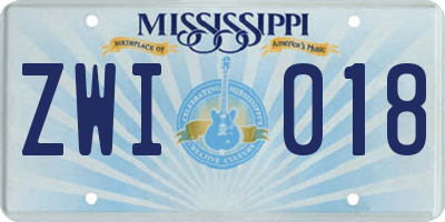 MS license plate ZWI018