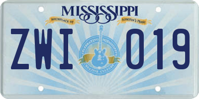 MS license plate ZWI019