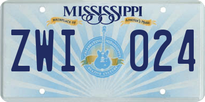 MS license plate ZWI024