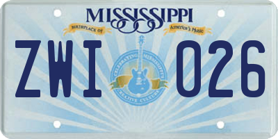 MS license plate ZWI026
