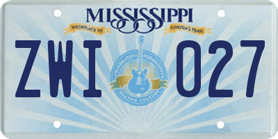 MS license plate ZWI027
