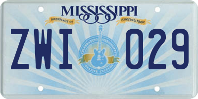 MS license plate ZWI029