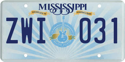 MS license plate ZWI031