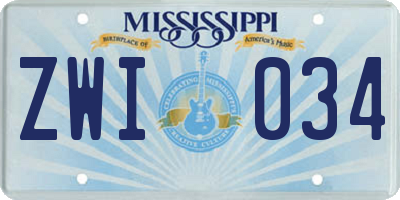 MS license plate ZWI034