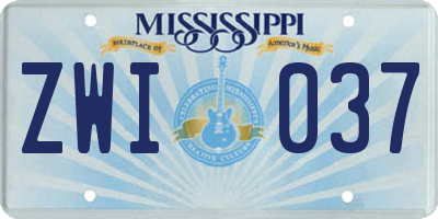 MS license plate ZWI037