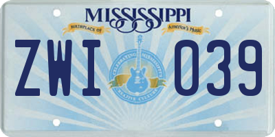 MS license plate ZWI039