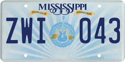 MS license plate ZWI043
