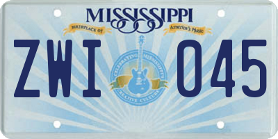 MS license plate ZWI045