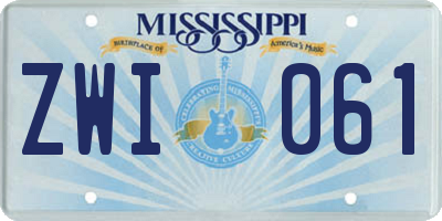 MS license plate ZWI061