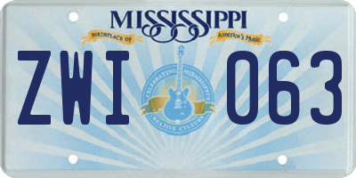 MS license plate ZWI063