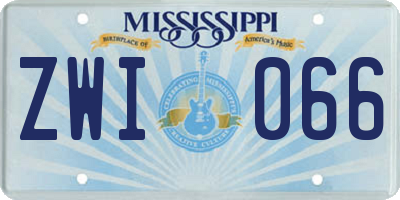 MS license plate ZWI066