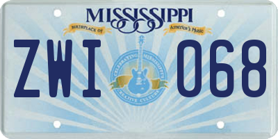 MS license plate ZWI068