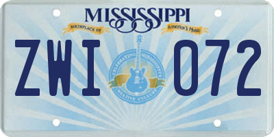 MS license plate ZWI072