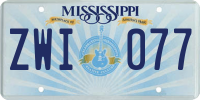 MS license plate ZWI077