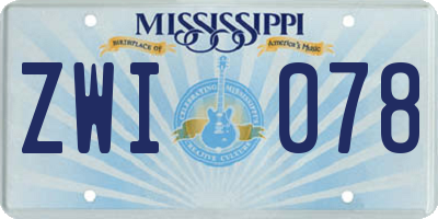 MS license plate ZWI078