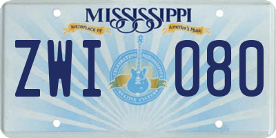 MS license plate ZWI080