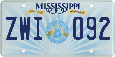MS license plate ZWI092