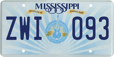 MS license plate ZWI093
