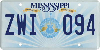 MS license plate ZWI094