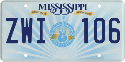MS license plate ZWI106