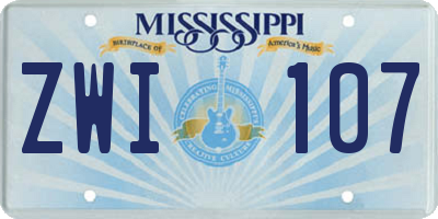 MS license plate ZWI107