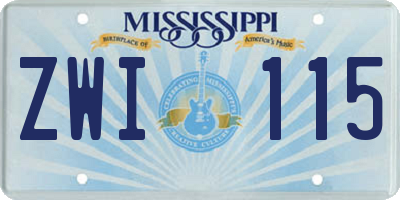 MS license plate ZWI115